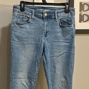 Old Navy Women's Rockstar fringed Mid-Rise Light Blue Jeans size 8